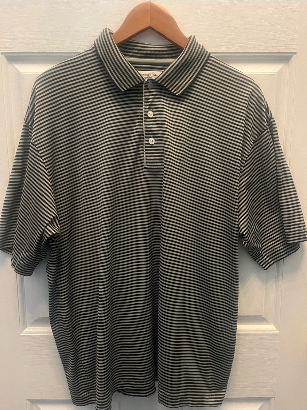 PRE-OWNED CYPRESS LINKS MEN'S STRIPE POLO SHIRT- LARGE